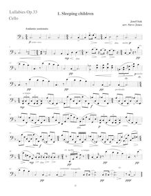 Partition violoncelle, Lullabies, Op.33, Ukolébavky, Suk, Josef