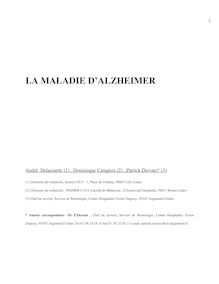 LA MALADIE D ALZHEIMER