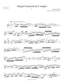 Partition violons I, orgue Concerto en C major, C major, Salieri, Antonio