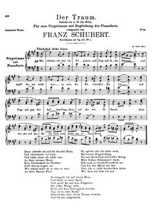 Partition complète, Der Traum, D.213 (Op.172 No.1), The Dream, Schubert, Franz