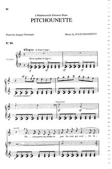Partition complète (C Major: medium voix et piano), Pitchounette