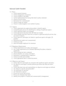 Internal Audit checklist