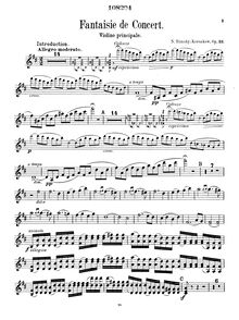 Partition de violon, Concert Fantasia on russe Themes
