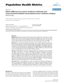 Ethnic differences in cancer incidence in Estonia: two cross-sectional unlinked census-based cancer incidence analyses