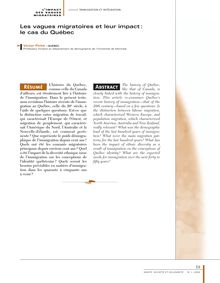 Les vagues migratoires et leur impact : le cas du Québec - article ; n°1 ; vol.4, pg 19-29