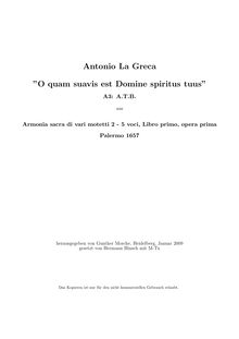 Partition complète, O quam suavis est Domine spiritus tuus, La Greca, Antonio