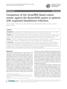 Comparison of the VersaTREK blood culture system against the Bactec9240 system in patients with suspected bloodstream infections