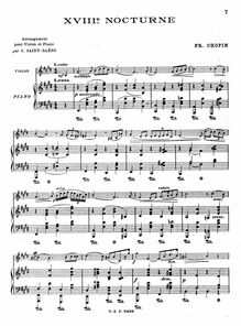 Partition violon et partition de piano, Deux nocturnes, Chopin, Frédéric