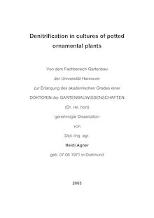 Denitrification in cultures of potted ornamental plants [Elektronische Ressource] / von Heidi Agner