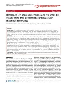 Reference left atrial dimensions and volumes by steady state free precession cardiovascular magnetic resonance