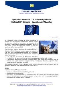 Fiche d information sur l opération EU NAVFOR - UNION EUROPÉENNE ...