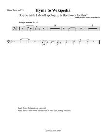 Partition basse Tuba 3 (F), Hymn to Wikipedia, D major, Matthews, John-Luke Mark