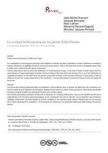 Le contact forêt-savane en moyenne Côte-d Ivoire - article ; n°453 ; vol.82, pg 513-544