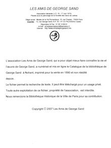 Catalogue de la Bibliothèque - LES AMIS DE GEORGE SAND