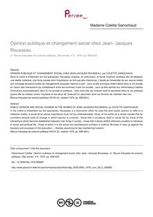 Opinion publique et changement social chez Jean- Jacques Rousseau - article ; n°5 ; vol.28, pg 899-924