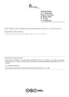 Une station du néolithique primaire Armoricain : Le Curnic en Guissény (Finistère) - article ; n°1 ; vol.57, pg 38-50