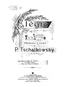 Partition complète, Serenade pour corde orchestre, Серенада для струнного оркестра (Serenade dlya strunnogo orkestra), Serenade for Strings par Pyotr Tchaikovsky