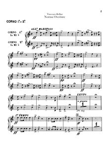 Partition cor 1 / 2 (E♭, D), 3 / 4 (B♭, E♭, C), Norma, Tragedia liricia in due atti
