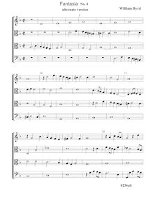 Partition Fantasia No.4 - partition complète (Tr T T B)avec alternate version pour viole de gambe aigue, fantaisies pour 4 violes de gambe