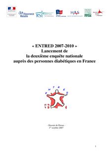 Lancement de la deuxième enquête nationale auprès des personnes diabétiques en France - Dossier de presse - Entred