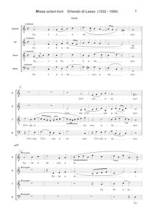 Partition complète, Missa Jäger, Missa Venatorum, Missa octavi toni par Orlande de Lassus