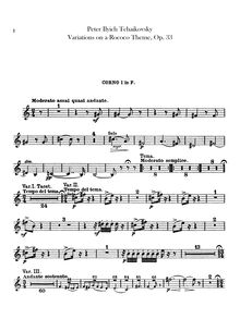 Partition cor 1, 2 (F), Variations on a Rococo Theme, Вариации на тему рококо