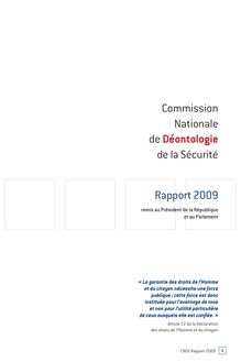 Commission Nationale deDéontologie de la Sécurité Rapport 2009