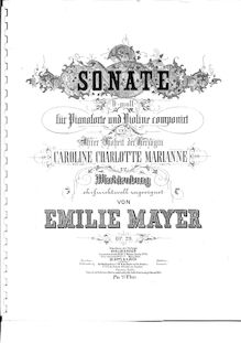 Partition de piano, violon Sonata, D minor, Mayer, Emilie
