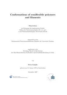 Conformations of semiflexible polymers and filaments [Elektronische Ressource] / von Petra Gutjahr
