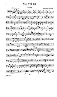 Partition Double basse, quintette pour Piano et violon, viole de gambe, violoncelle et contrebasse