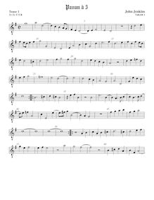 Partition ténor viole de gambe 1, octave aigu clef, pavanes pour 5 violes de gambe par John Jenkins