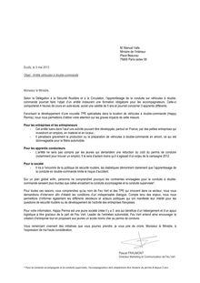 Lettre ouverte de l'entreprise Feu Vert à Manuel Valls, Ministre de l'Intérieur