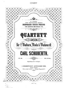 Partition violon 1, corde quatuor No.4, A minor, Schuberth, Carl