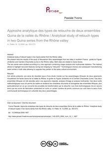Approche analytique des types de retouche de deux ensembles Quina de la vallée du Rhône / Analytical study of retouch types in two Quina series from the Rhône valley - article ; n°1 ; vol.12, pg 353-373