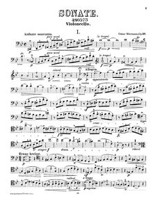 Partition de violoncelle, Sonata pour violoncelle et orgue, Op.58