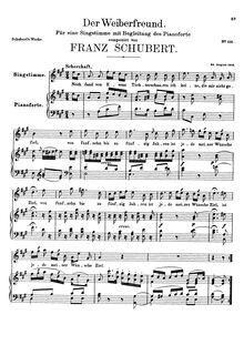 Partition complète, Der Weiberfreund, D.271, The Philanderer, Schubert, Franz