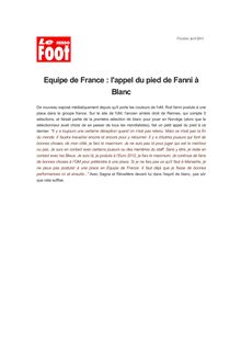 Equipe de France : l appel du pied de Fanni à Blanc