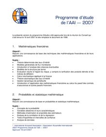 Programme d’étude de l’AAI — 2007