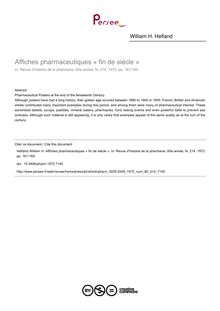 Affiches pharmaceutiques « fin de siècle » - article ; n°214 ; vol.60, pg 161-165