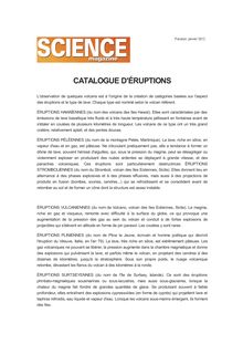 CATALOGUE D ÉRUPTIONS