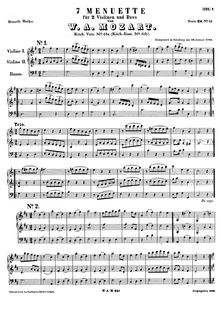 Partition complète, 7 menuets, Mozart, Wolfgang Amadeus par Wolfgang Amadeus Mozart
