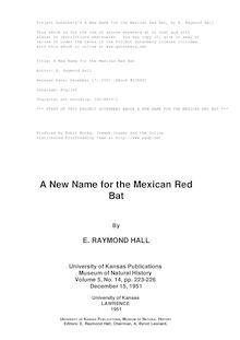 A New Name for the Mexican Red Bat
