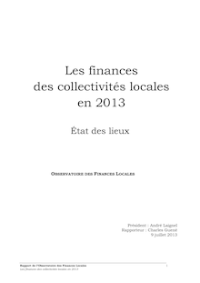 Les finances des collectivités locales en 2013 : état des lieux