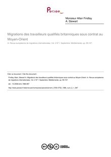 Migrations des travailleurs qualifiés britanniques sous contrat au Moyen-Orient - article ; n°1 ; vol.2, pg 95-107