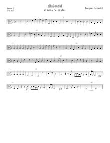 Partition ténor viole de gambe 2, alto clef, 12 madrigaux, Arcadelt, Jacob par Jacob Arcadelt