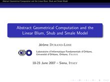 Abstract Geometrical Computation and the Linear Blum Shub and Smale Model
