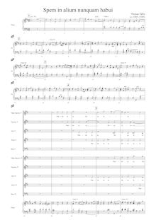 Partition chœurs 5 & 6 choirbook, transposed whole tone higher, Spem en alium nunquam habui