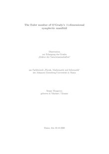 The Euler number of O Gradys 10-dimensional symplectic manifold [Elektronische Ressource] / Sergiy Mozgovyy