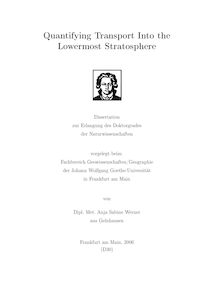 Quantifying transport into the lowermost stratosphere [Elektronische Ressource] / von Anja Sabine Werner