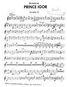 Partition trompette 2 (A, B♭), Prince Igor, Князь Игорь - Knyaz Igor